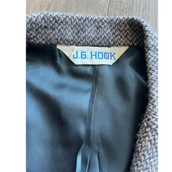 J.G. Hook 100% Wool Tweed Blazer Women's Size 8 80's USA Academia Old Money VTG - Picture 3 of 7